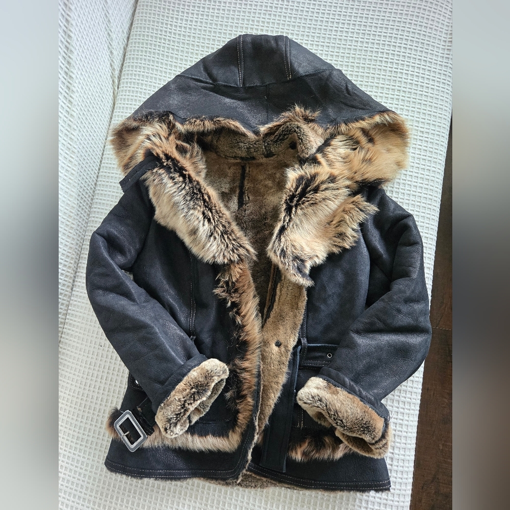 Natural Shearling Black Jacket